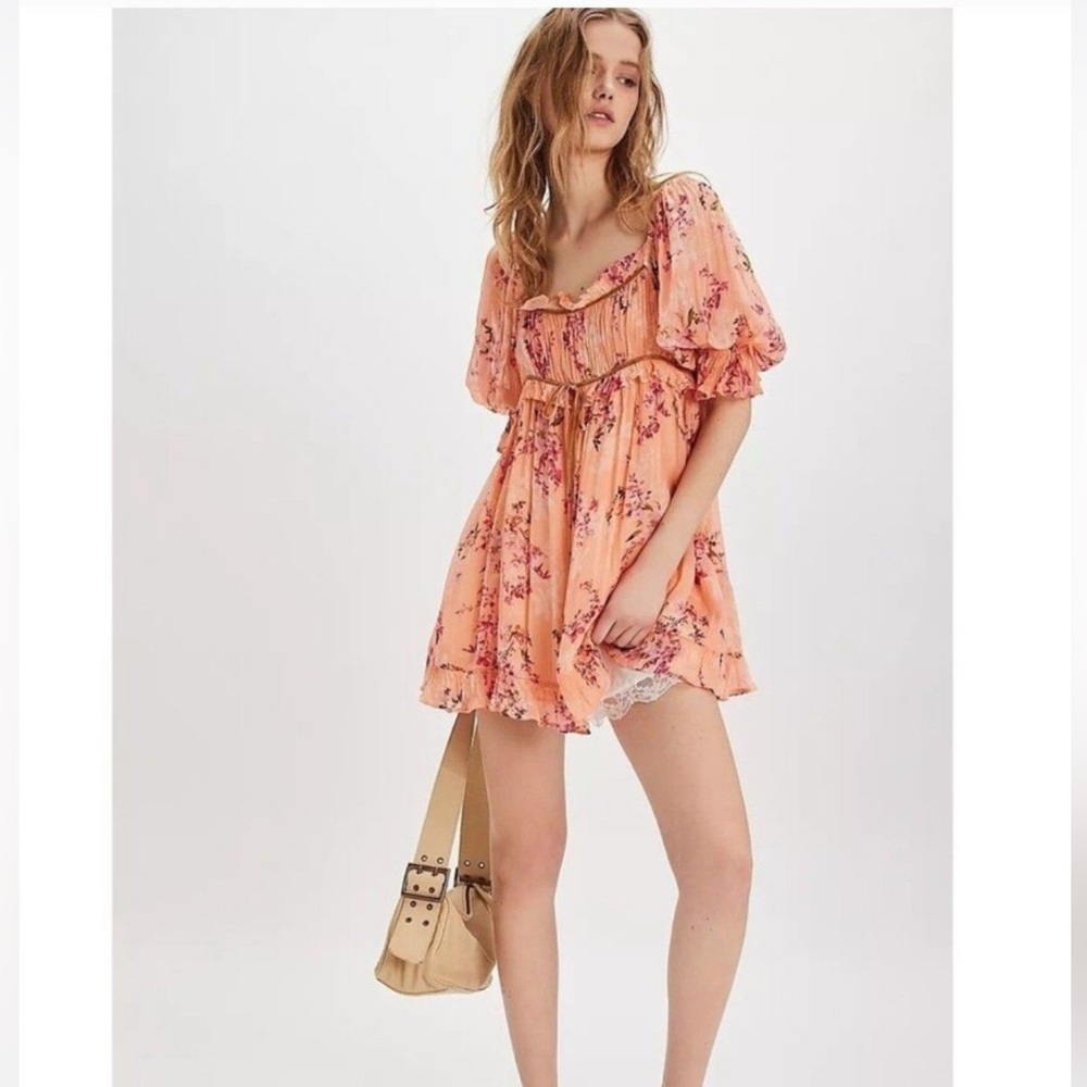 Free People Marney Coral Floral Mini